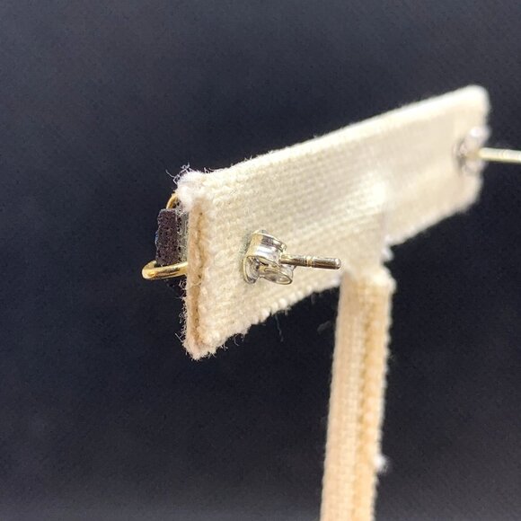 Sterling Silver 925 Slab Druzy Multicolor Prong Set Butterfly Closure Earrings - Picture 3 of 8